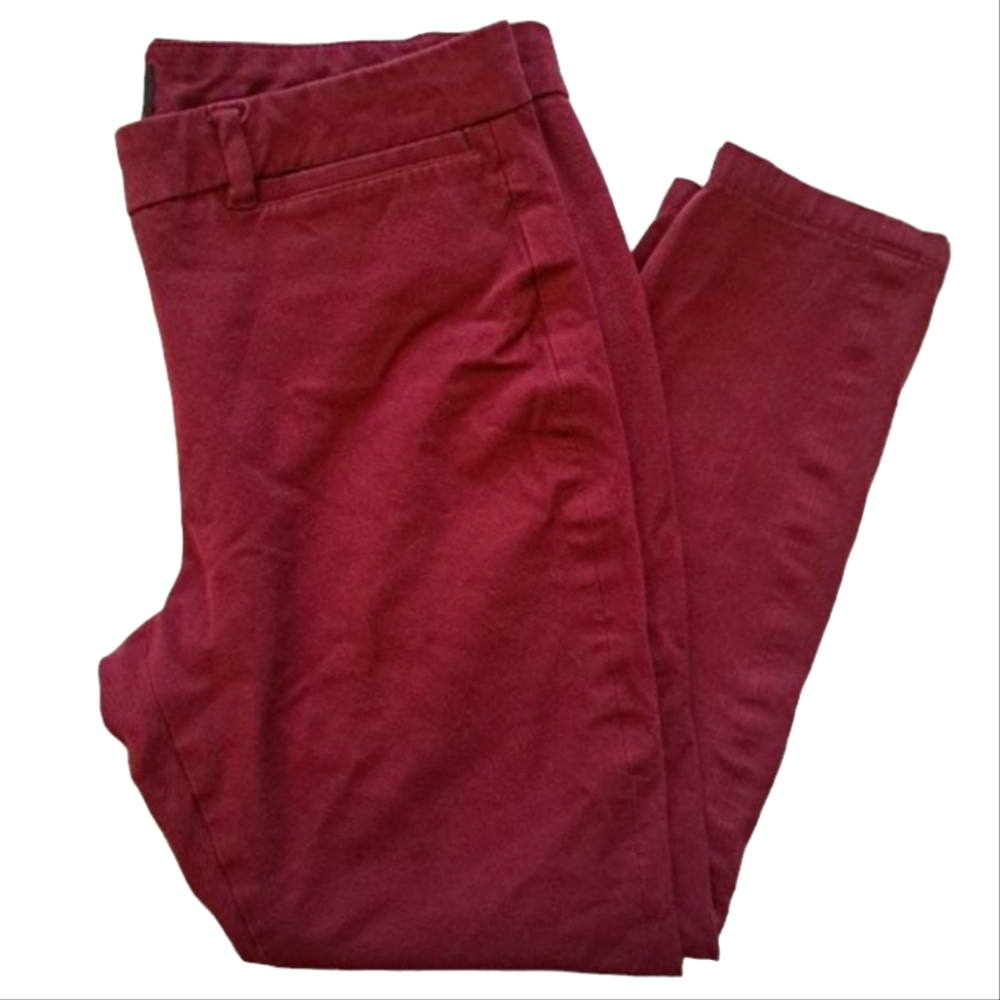 White House Black Market Burgundy Ankle Skinny Pants Size 8 Short